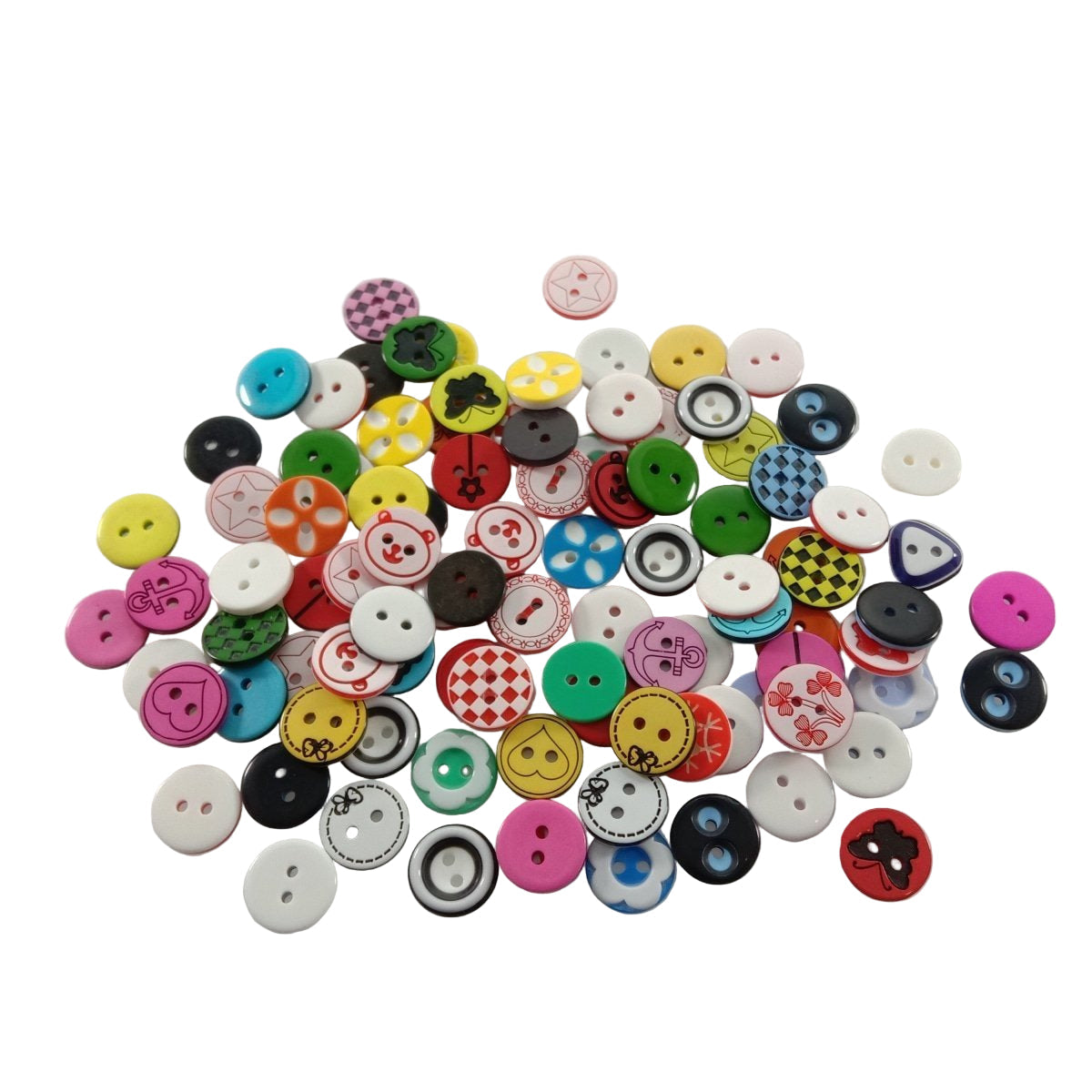 100pcs 12mm Mixed Colourful Cartoon Resin Buttons