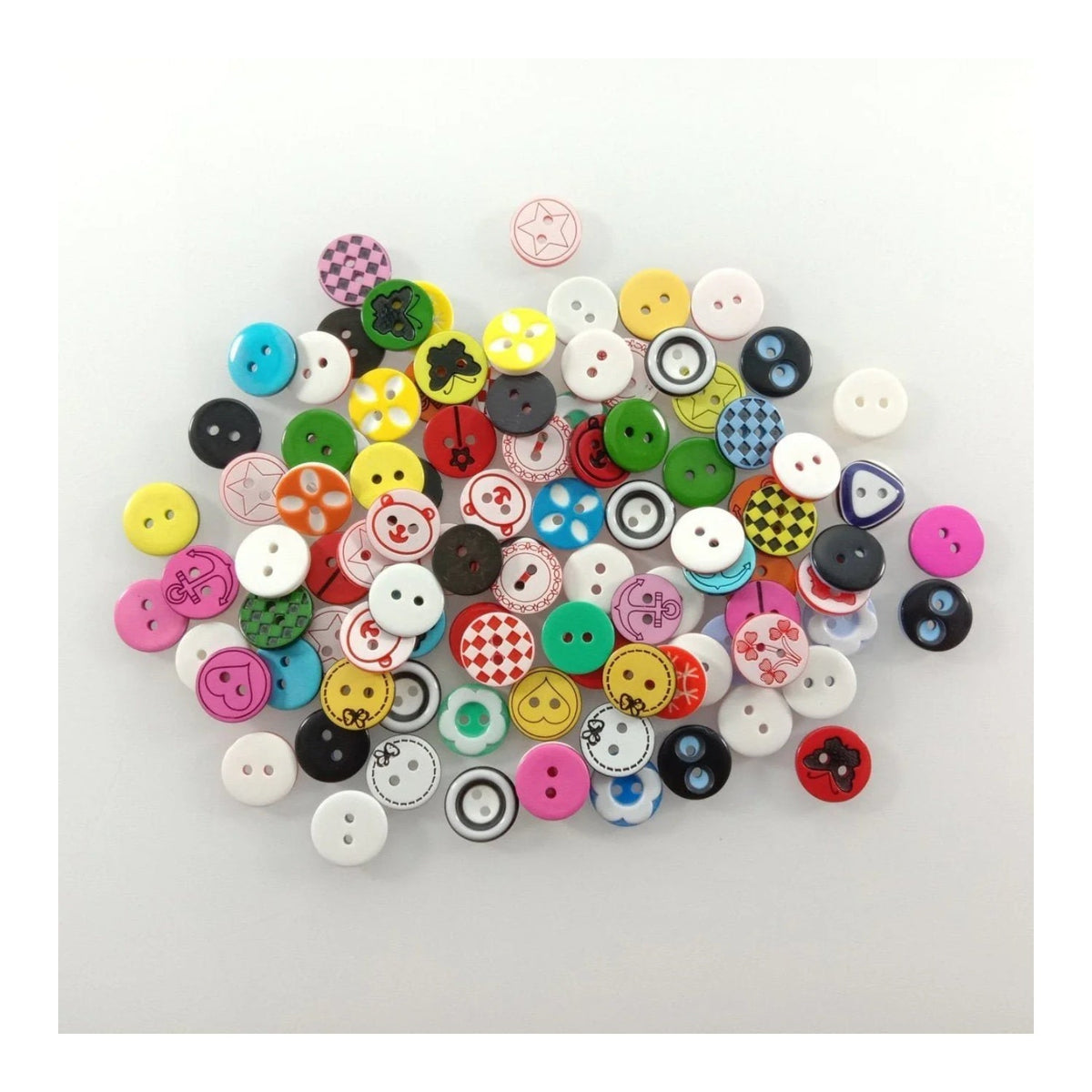 100pcs 12mm Mixed Colourful Cartoon Resin Buttons