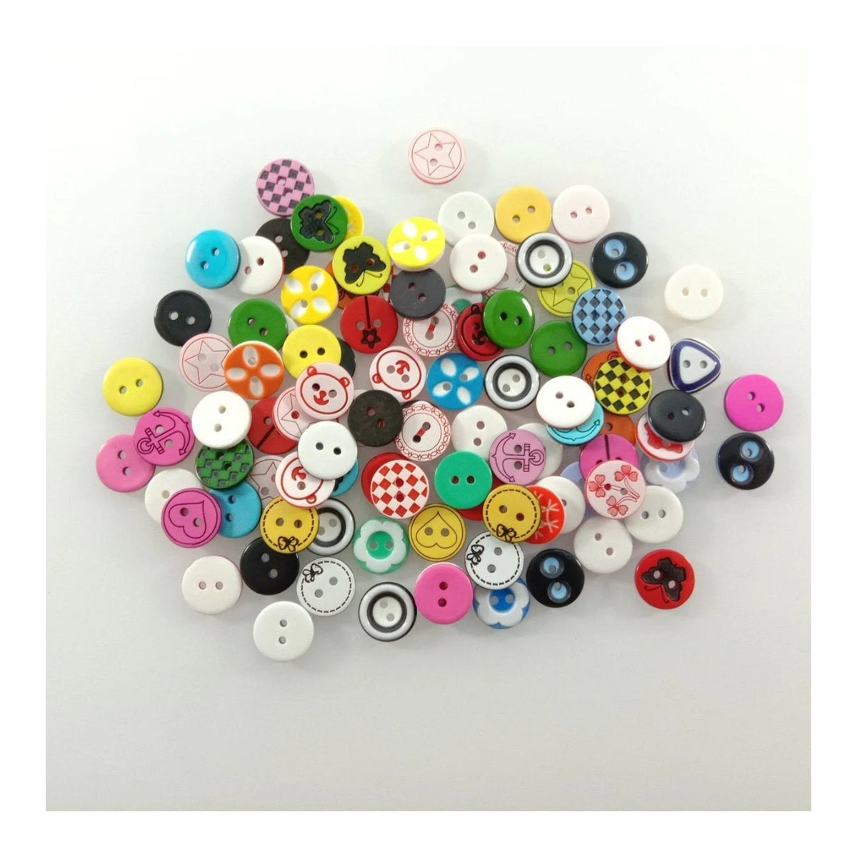 100pcs 12mm Mixed Colourful Cartoon Resin Buttons