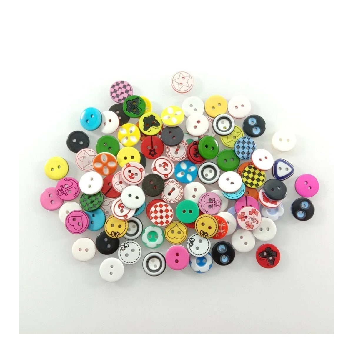 100pcs 12mm Mixed Colourful Cartoon Resin Buttons
