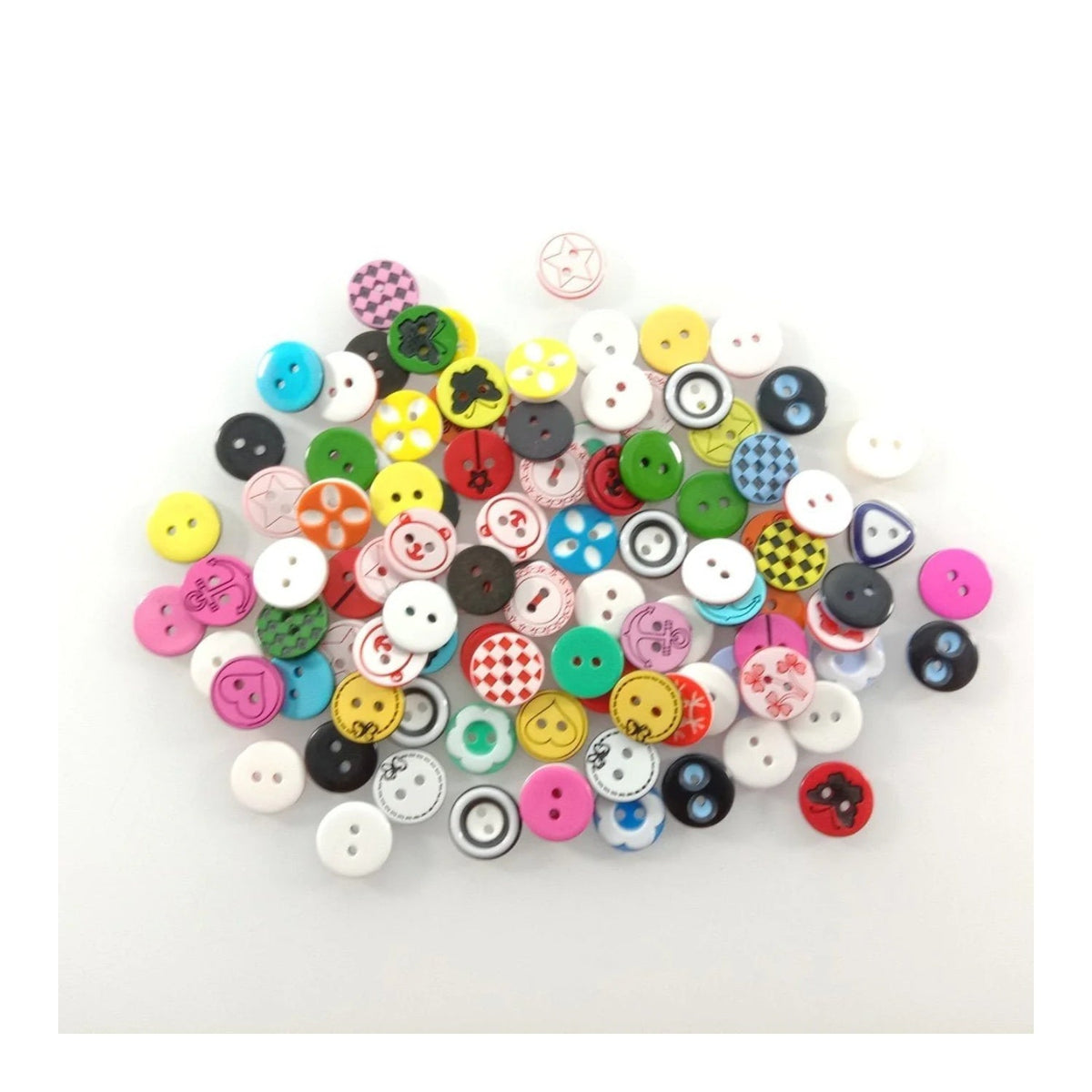 100pcs 12mm Mixed Colourful Cartoon Resin Buttons