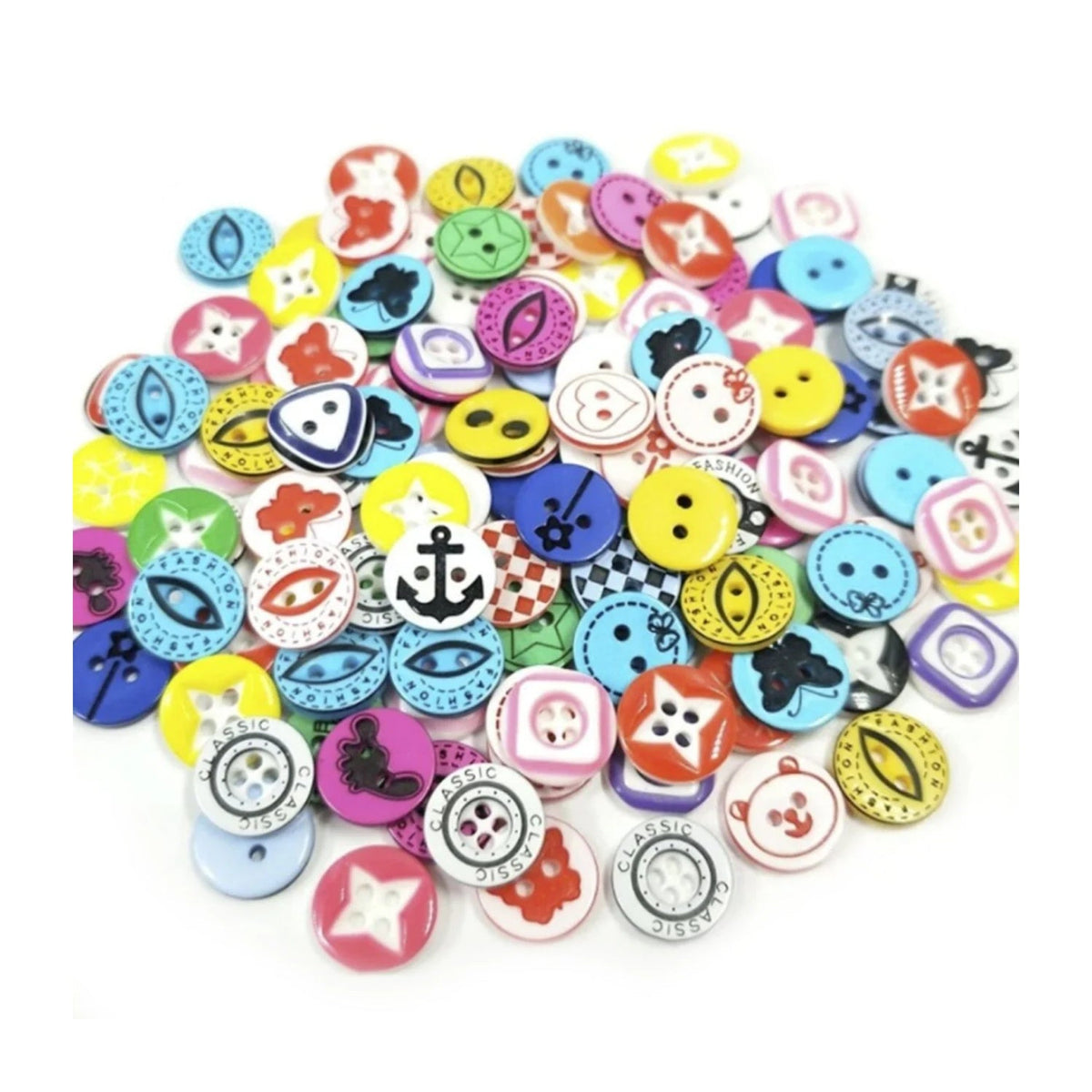 100pcs 12mm Mixed Colourful Resin Buttons