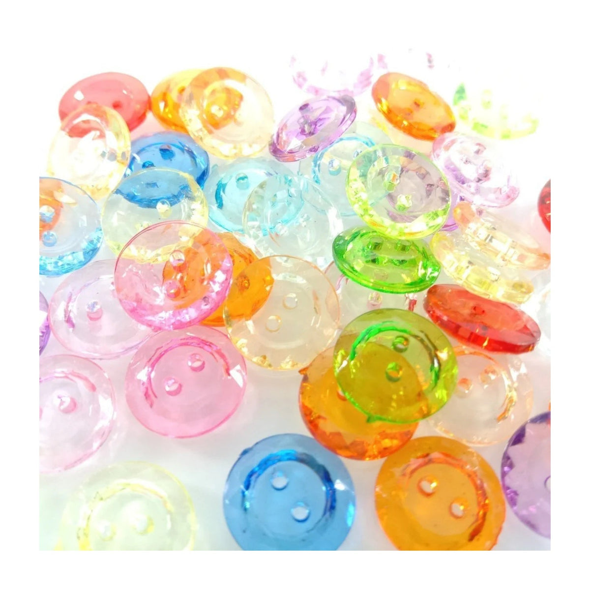100pcs Mixed Colours 2-Hole Acrylic Buttons