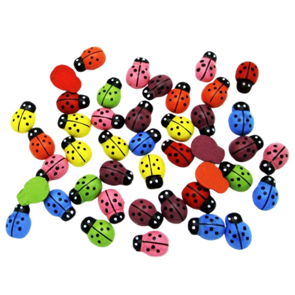 100pcs 12mm Mixed Ladybug Wood Decorations Scrapbooking DIY – Mixed Colours