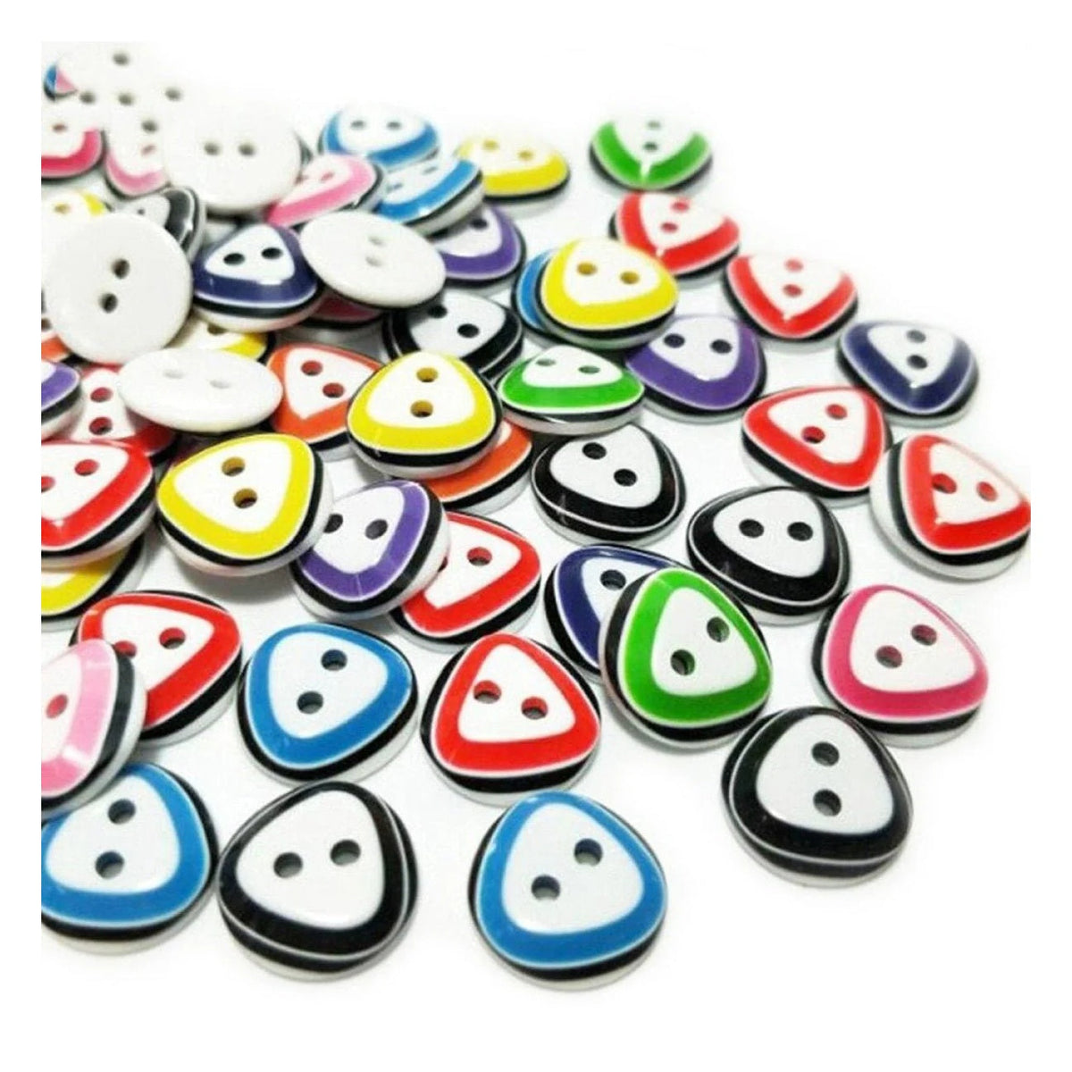 100pcs 12mm Triangular Shape 2 Hole Buttons Mixed Colour Children's Clothing Sewing Triangle - Asia Sell