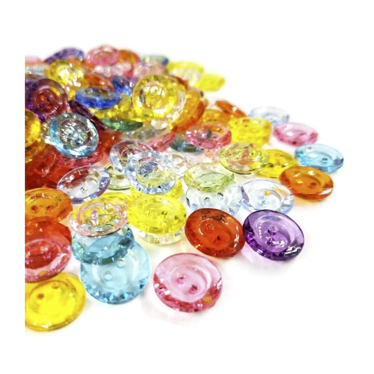 100pcs 12mm 2-Hole Mixed Round Resin Buttons