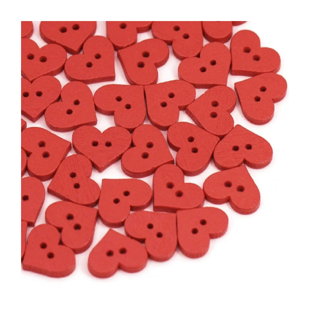 100pcs 1.5cm Red Wooden Heart Clothing Buttons