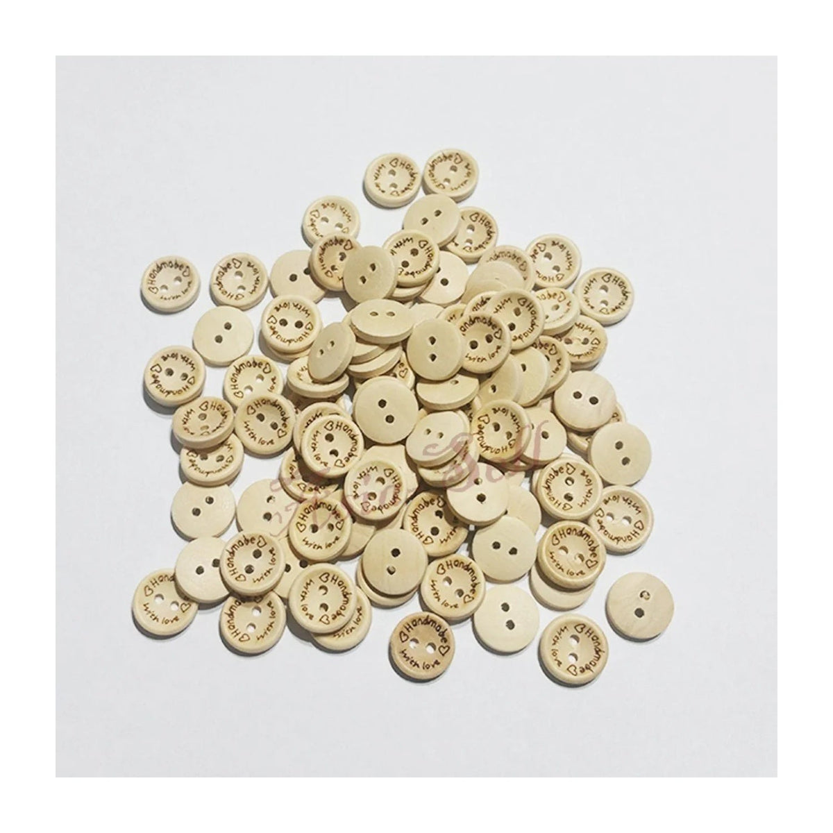 100pcs 15mm Round Wooden Buttons 2-Hole