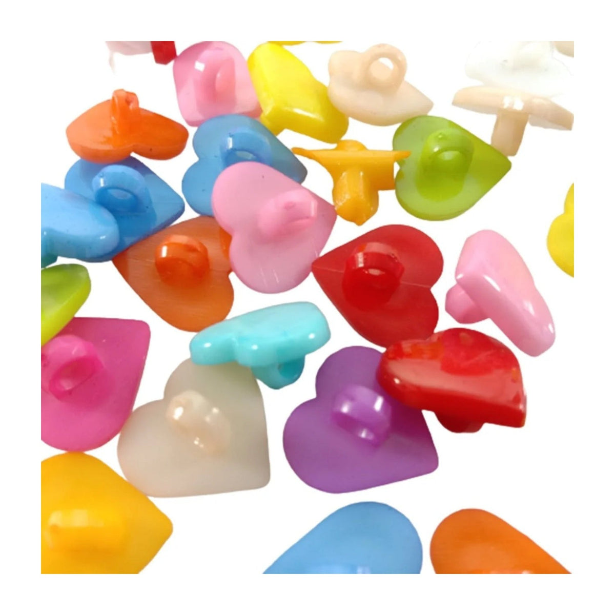 100pcs 15mm Hearts Shank Plastic Buttons