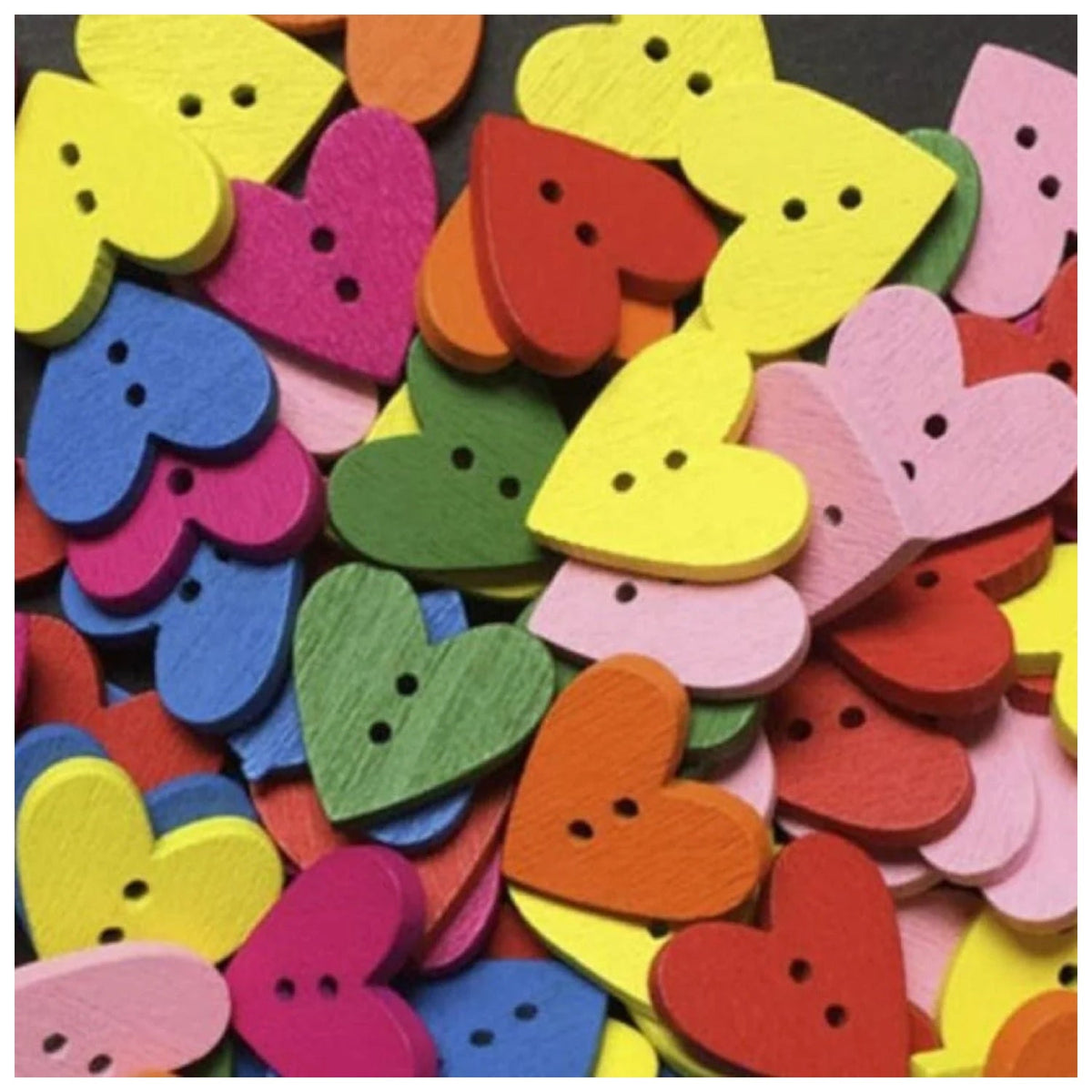 100pcs 18mm Mixed Multicoloured Wooden Heart Buttons