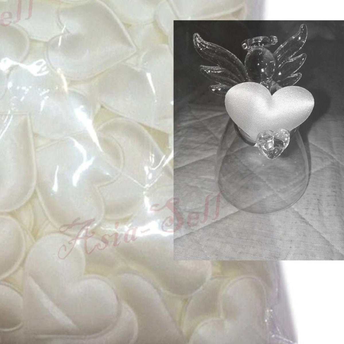 100pcs Fabric Love Heart Shape Petals Confetti – Champagne 3.5cm