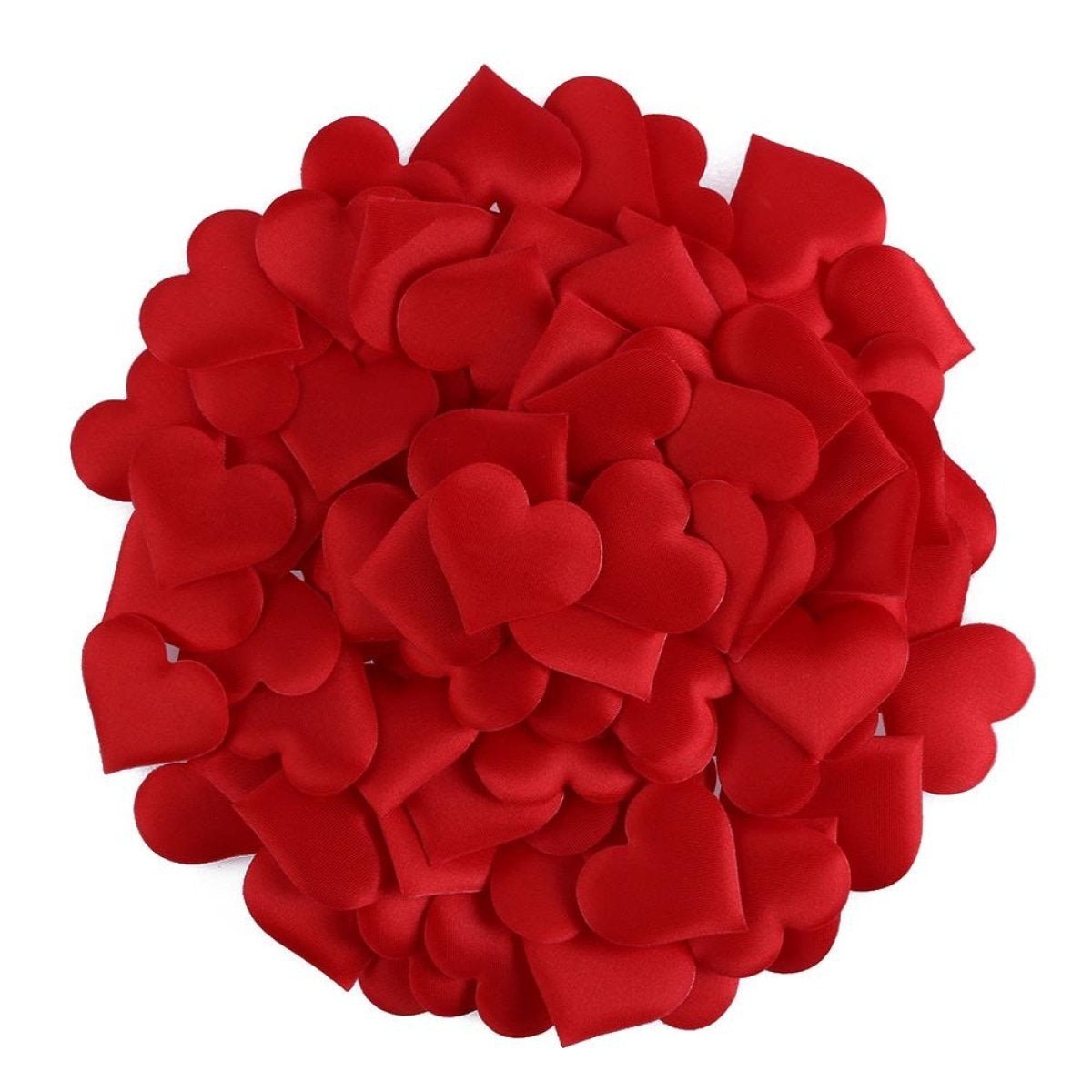 100pcs Fabric Love Heart Shape Petals Confetti – Red 2cm, Red 3.5cm