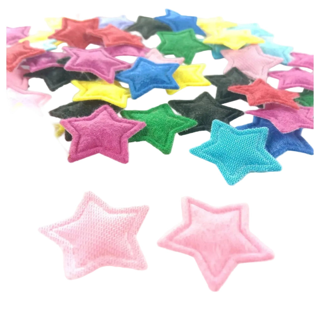 100pcs 2.5cm Fluffy Felt Cloth Stars Padded Appliques