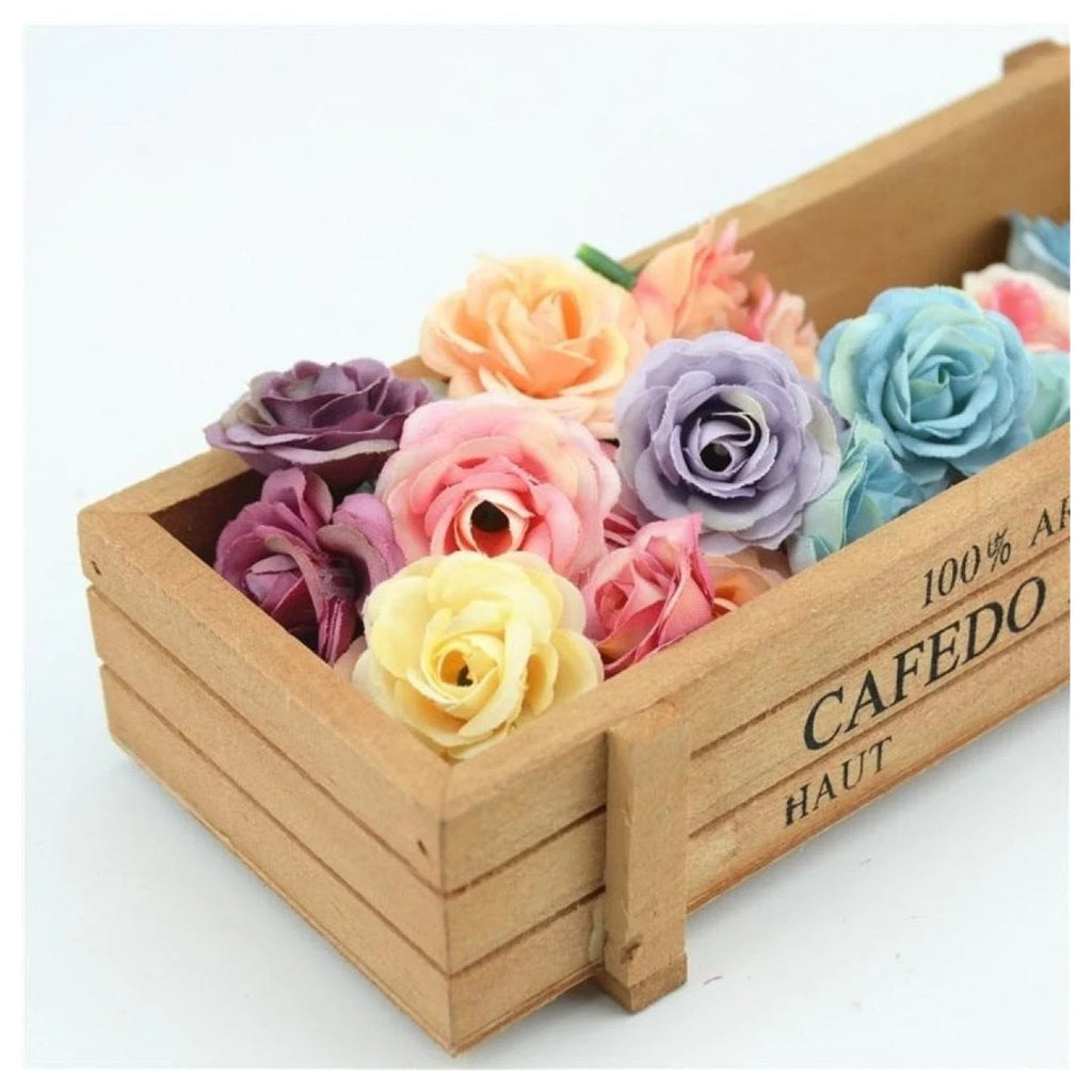 100pcs 2.5cm Mini Rose Cloth Artificial Flowers