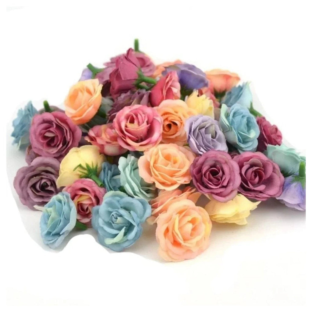 100pcs 2.5cm Mini Rose Cloth Artificial Flowers