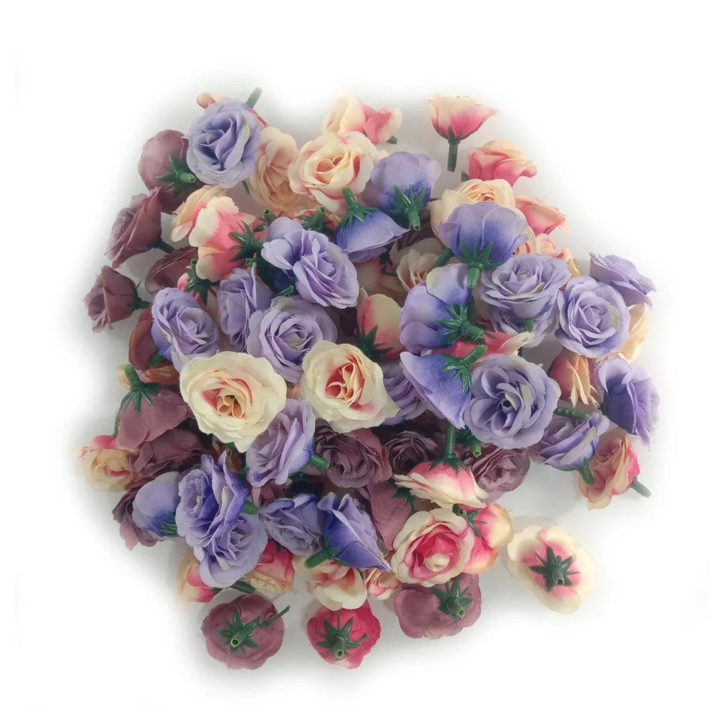 100pcs 2.5cm Mini Rose Cloth Artificial Flowers