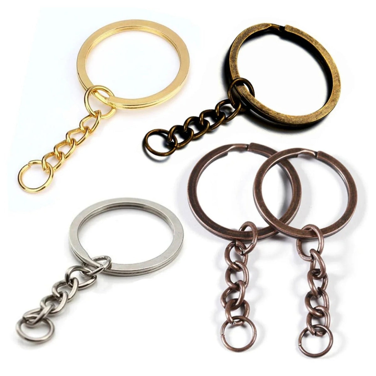 100pcs 25mm Gold Ancient Keyring Split Ring Keychain