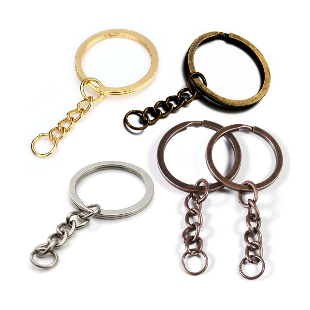 100pcs 25mm Gold Ancient Keyring Split Ring Keychain