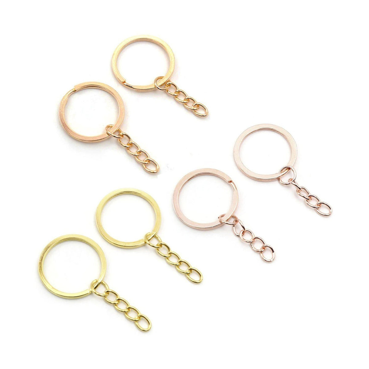 25mm Rose Gold Ancient Keyring Split Ring Chain – 100pcs