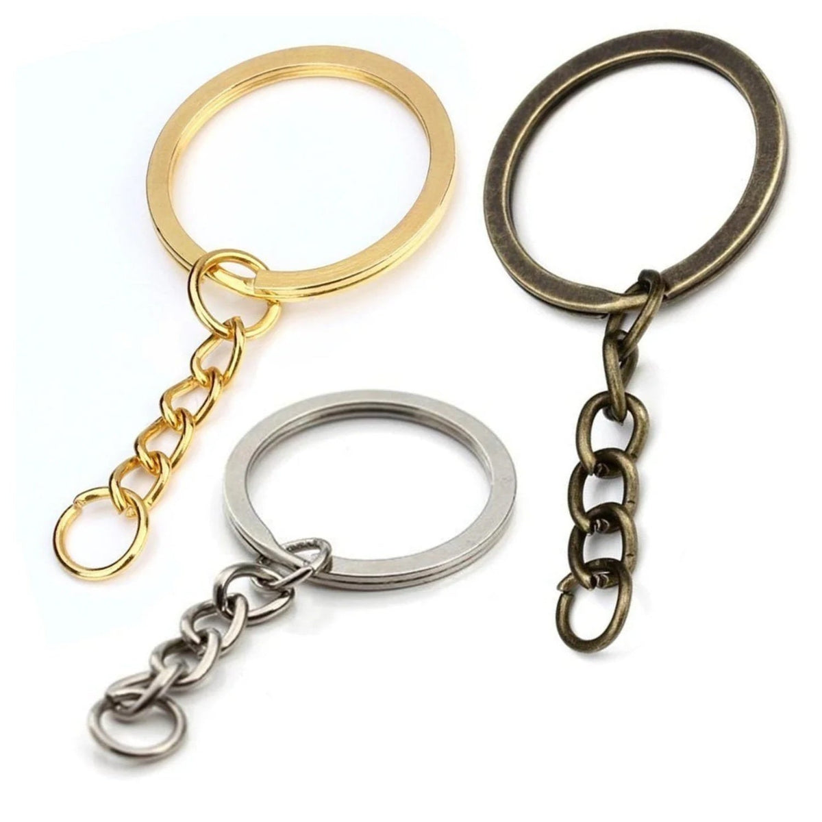 100pcs 28mm Gold Ancient Split Ring Key Chains