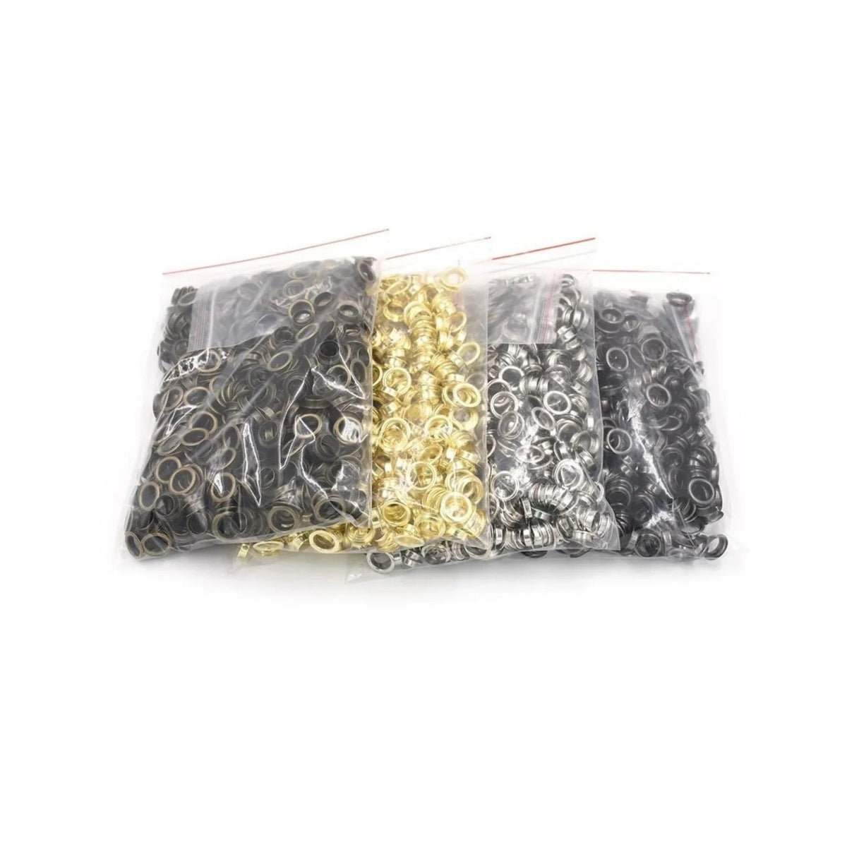 100 Metal Eyelets 1mm to 8mm â€“ Gold, Silver, Bronze or Gun Metal