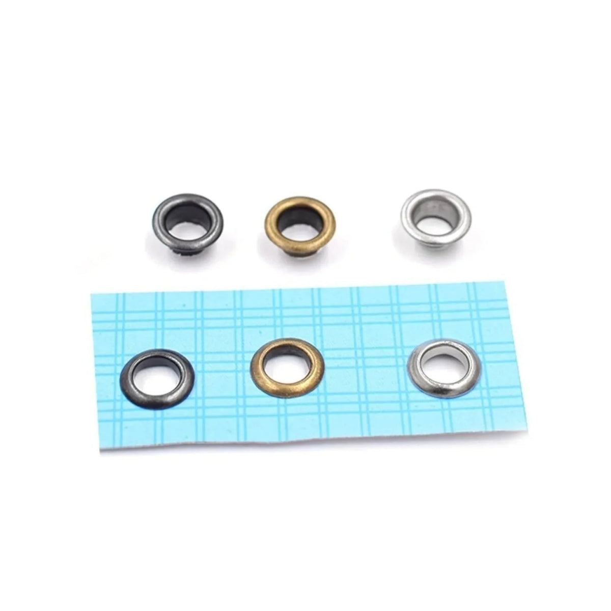 100 Metal Eyelets 1mm to 8mm â€“ Gold, Silver, Bronze or Gun Metal