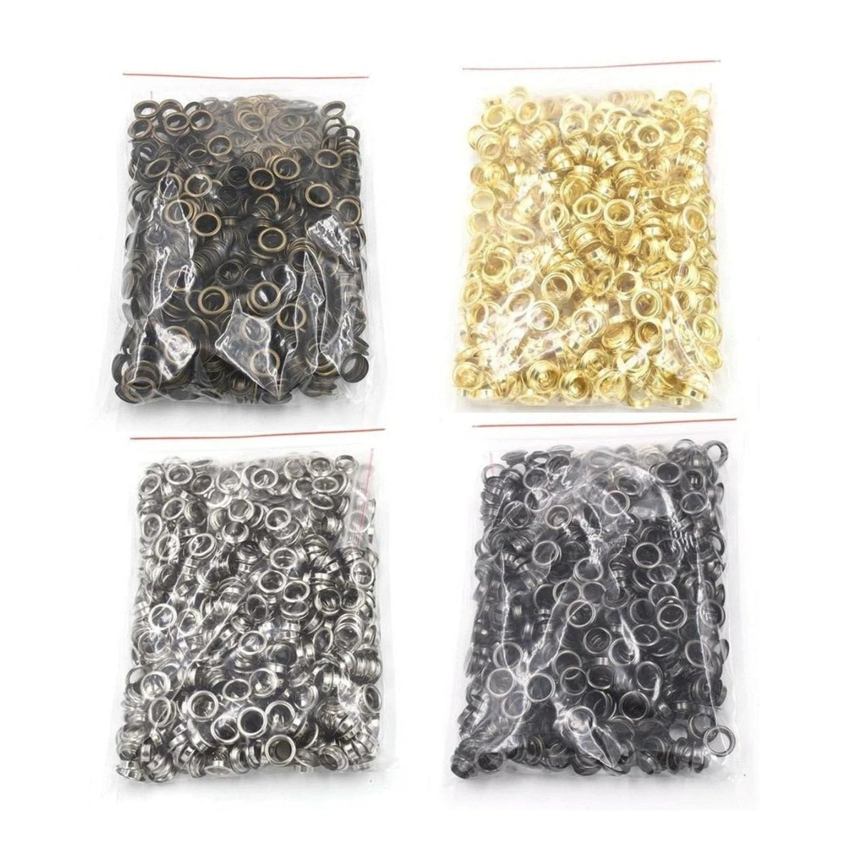 100 Metal Eyelets 1mm to 8mm â€“ Gold, Silver, Bronze or Gun Metal – 4mm Mixed
