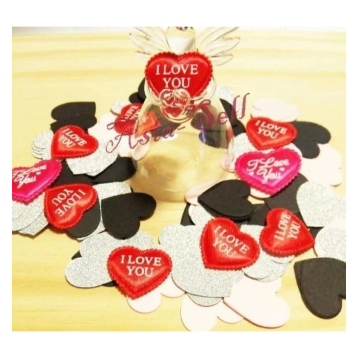 100pcs 3cm Hearts Silver Confetti
