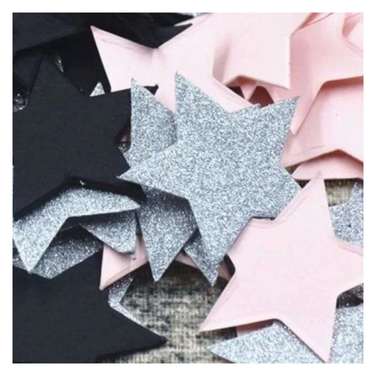 3cm Star Confetti – Black, Pink, Glitter, Silver – 100 pcs