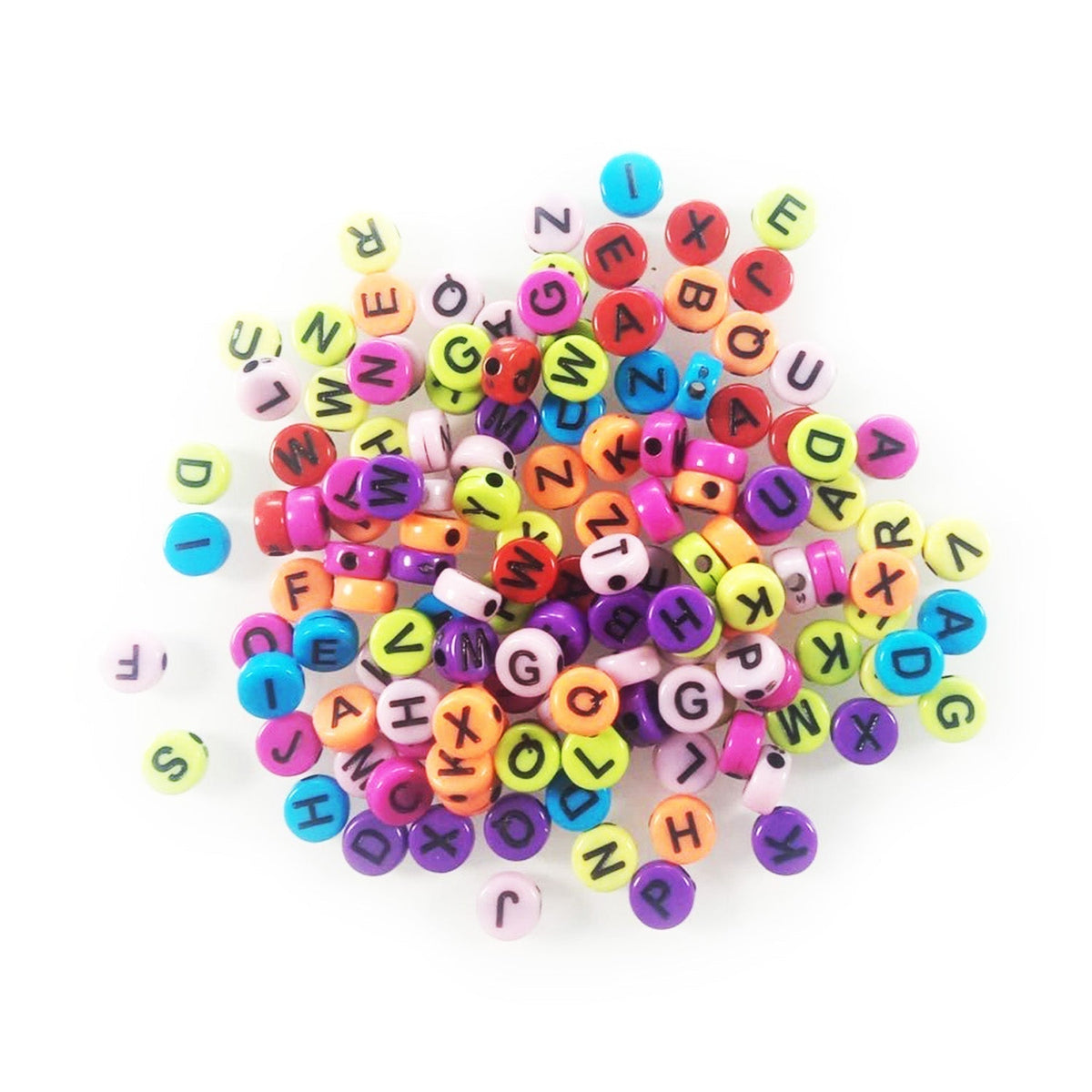 Alphabet Letters Spacer Beads DIY Black on Multicoloured