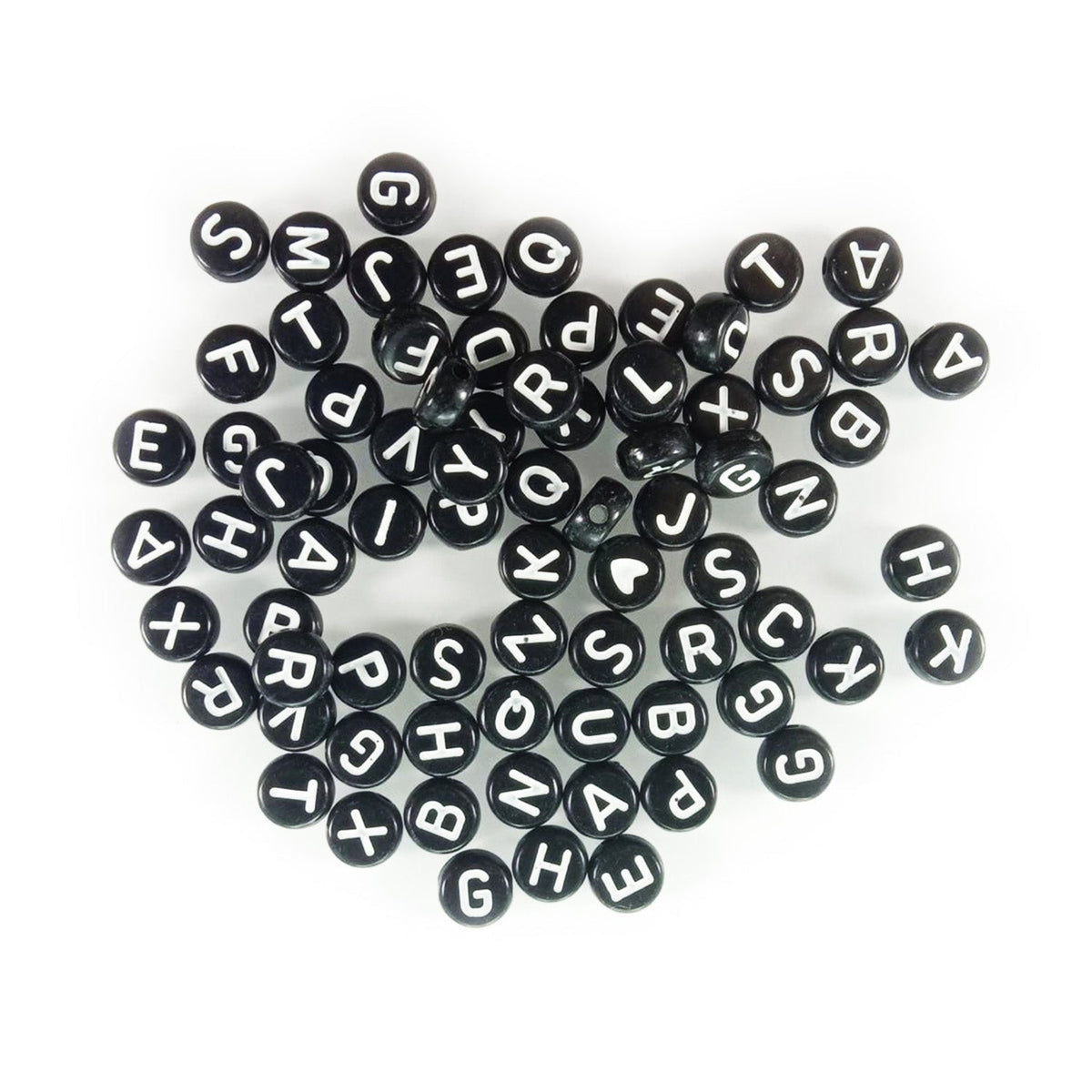 Alphabet Letter Spacer Beads – White on Black (1000 pcs)