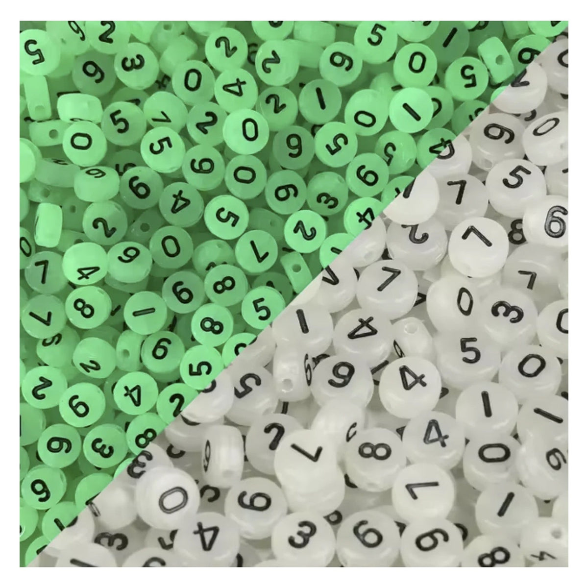 Alphabet Letters Spacer Beads 7mm x 4mm – 100pcs – 5. Black on Glowing