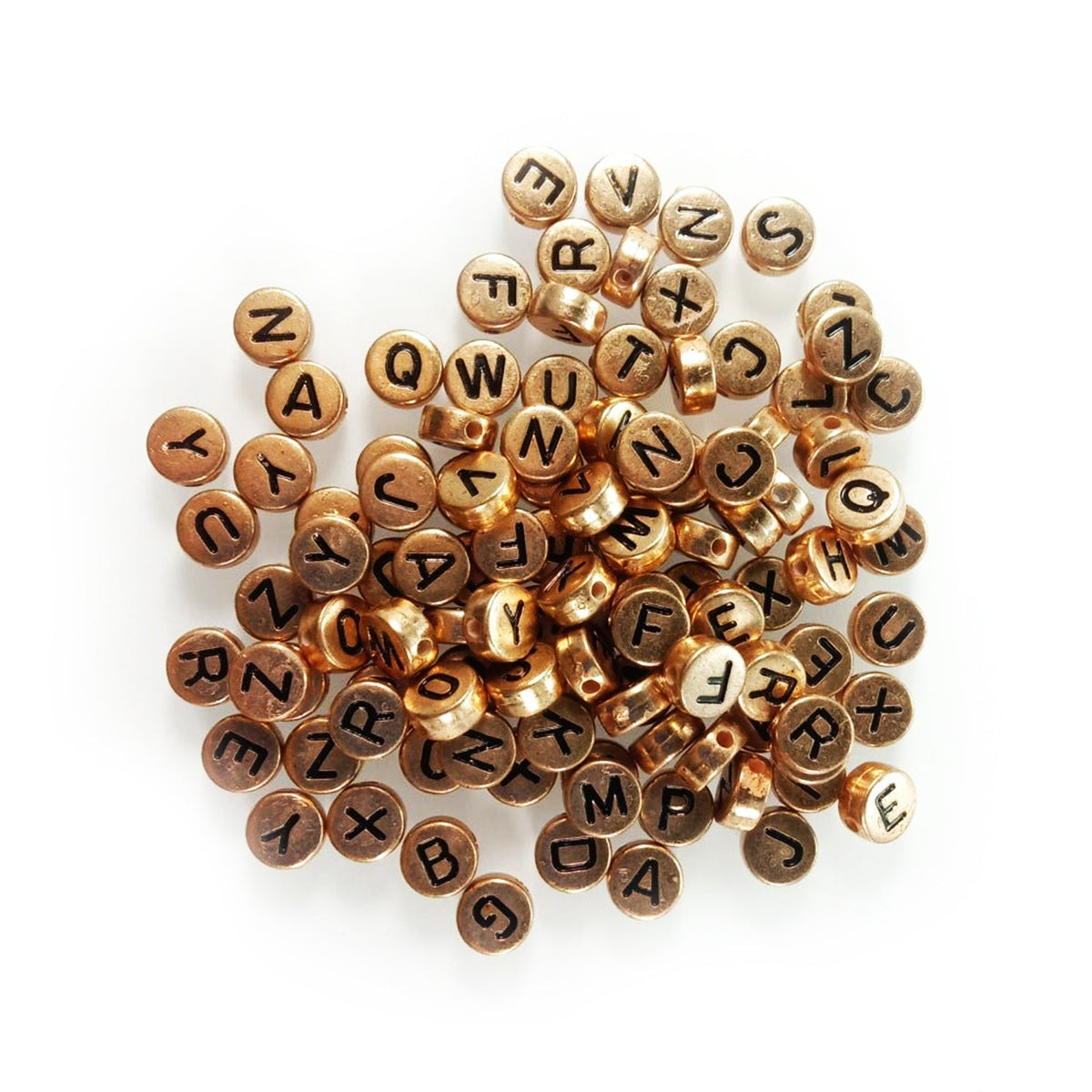 Alphabet Letters Spacer Beads 7mm x 4mm – 100pcs – 9. Black on Copper