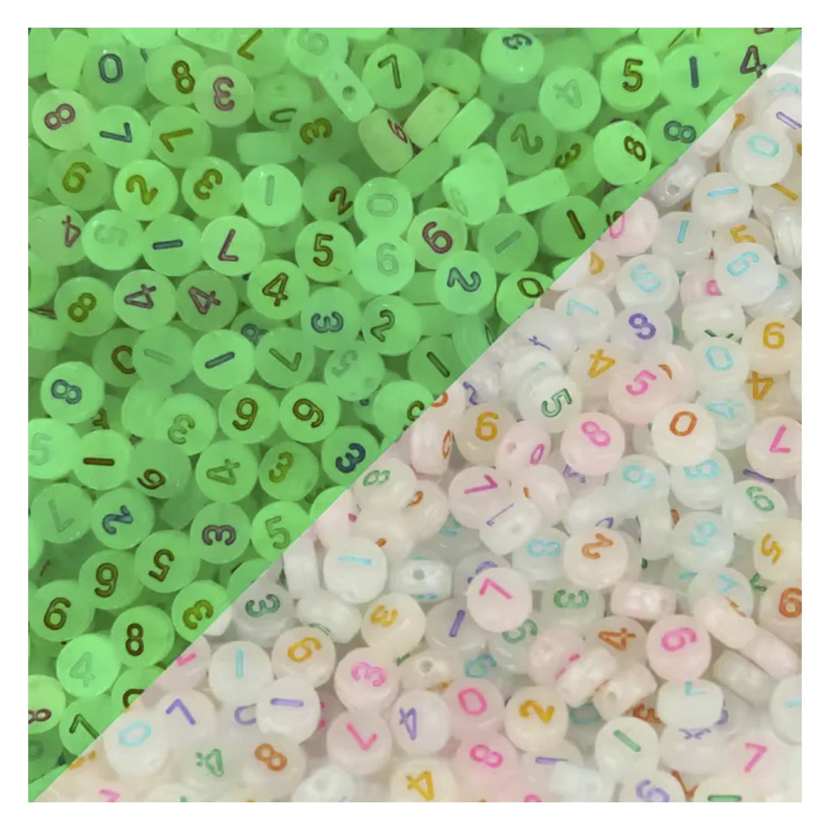 Alphabet Letters Spacer Beads 7mm x 4mm – 100pcs – 1. Multicoloured on Glowing