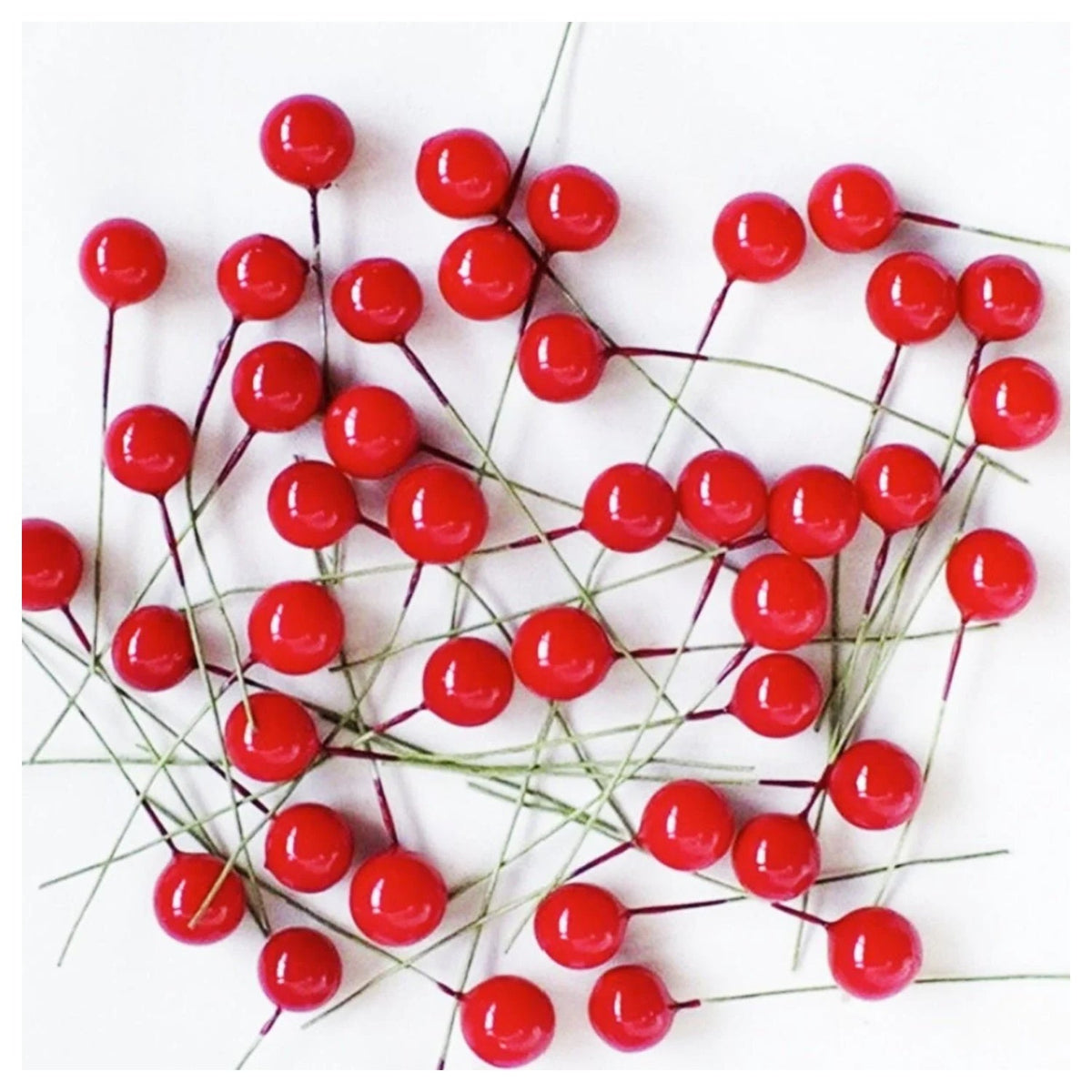 Artificial Red Holly Berries with Stem 12mm – 100pcs