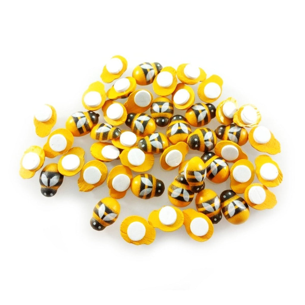 50 Bee Wooden Mini DIY Scrapbooking Decorations