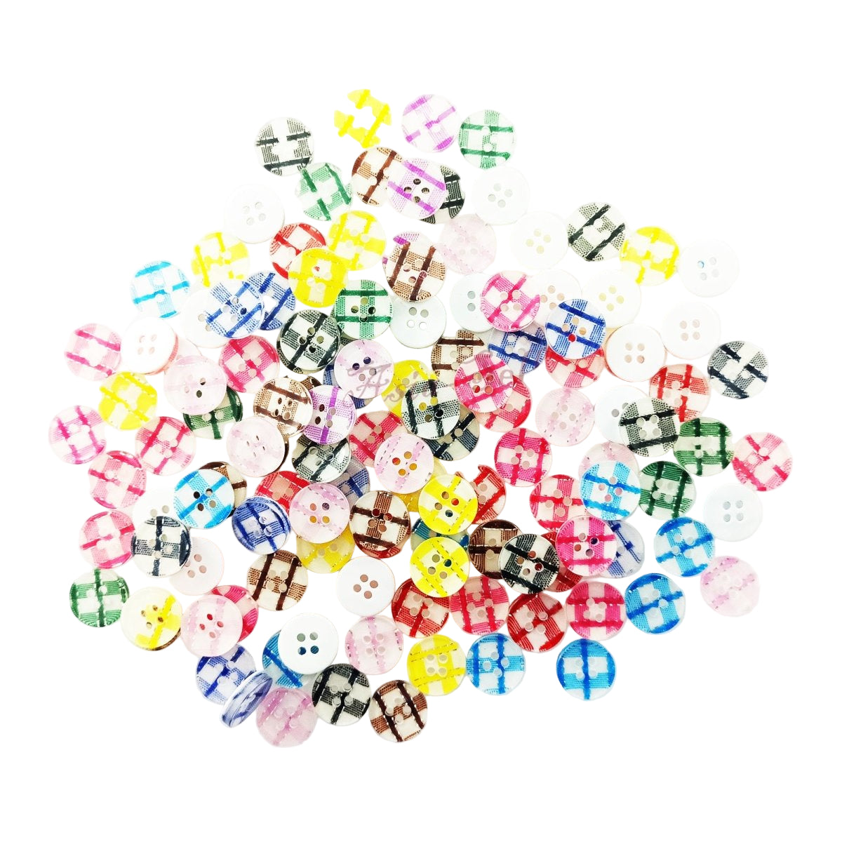 100pcs Mixed Resin Buttons for Clothing & Crafts – Glitter Thatched 13mm
