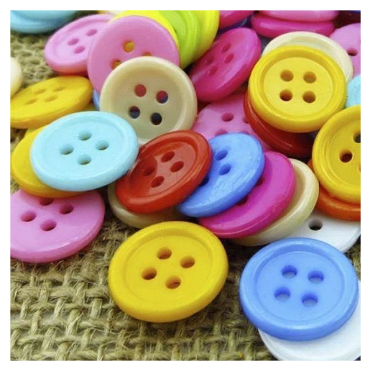 100pcs Mixed Resin Buttons for Clothing & Crafts – Raised Edge 9mm, Raised Edge 12.5mm