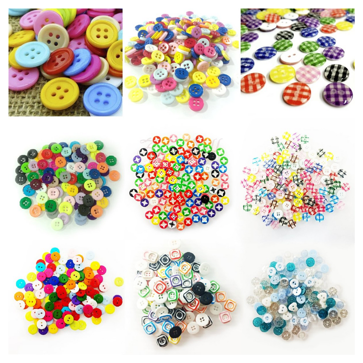 100pcs Mixed Resin Buttons for Clothing & Crafts