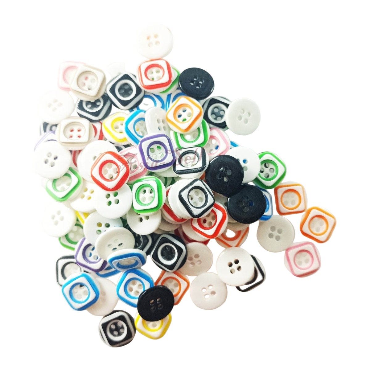 100pcs Mixed Resin Buttons for Clothing & Crafts – Squares 13mm