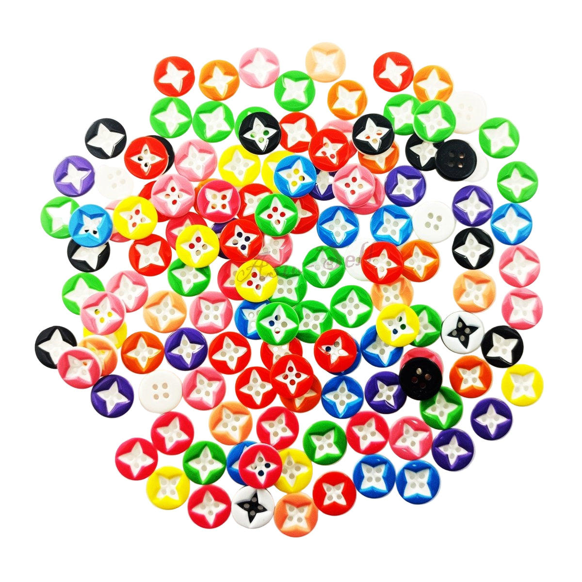 100pcs Mixed Resin Buttons for Clothing & Crafts – Stars 13mm