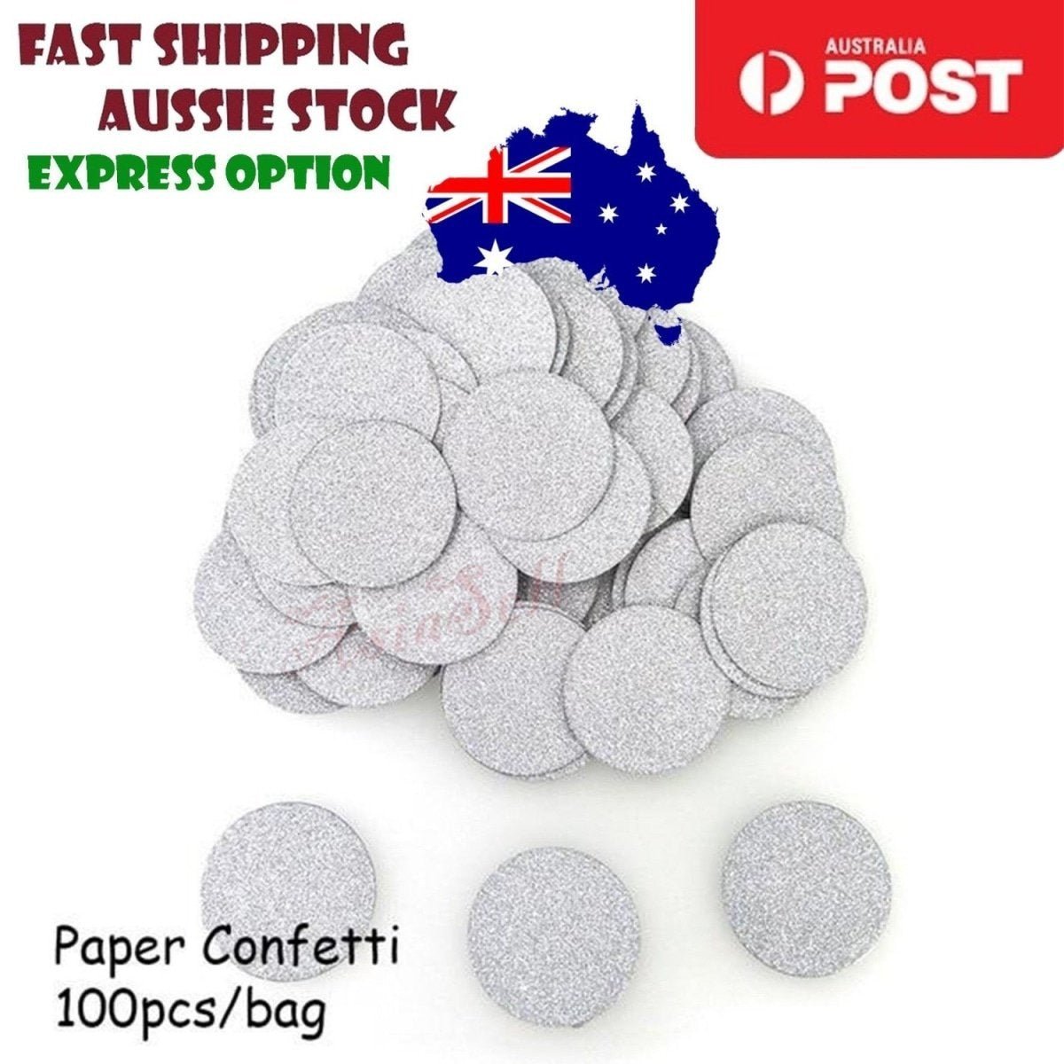 100pcs Cardboard Confetti Star Circle Heart – Circle - Silver