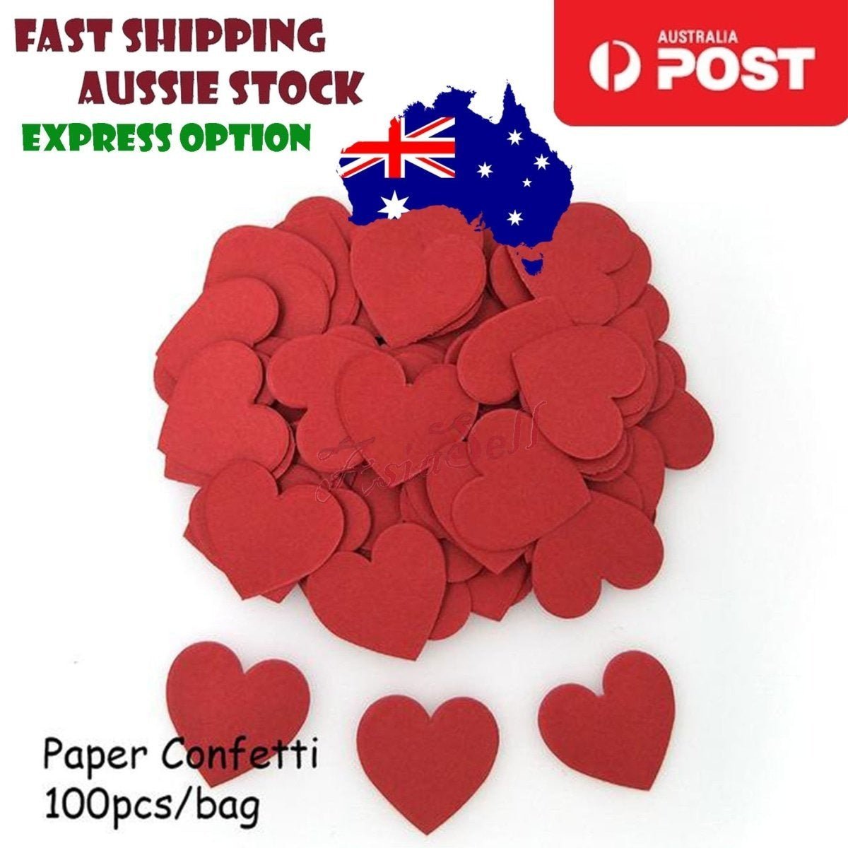 100pcs Cardboard Confetti Star Circle Heart – Heart - Red Non-Glitter