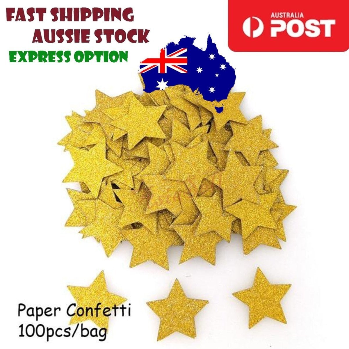 100pcs Cardboard Confetti Star Circle Heart – Star - Gold