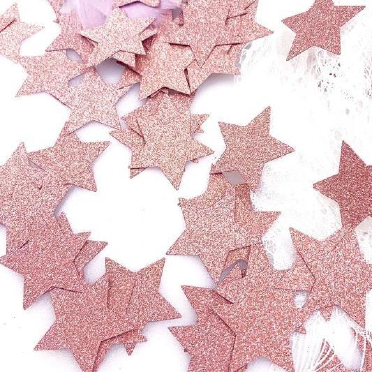 100pcs Cardboard Confetti Star Circle Heart – Star - Pink