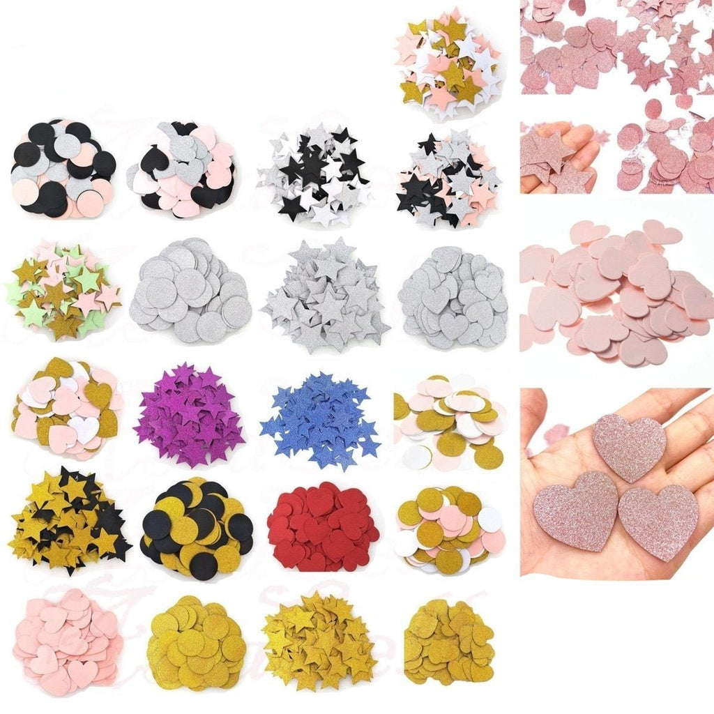 100pcs Cardboard Confetti Star Circle Heart