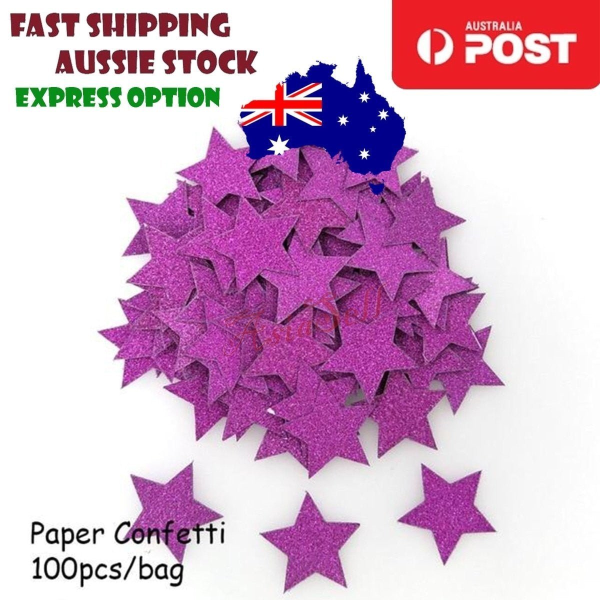 100pcs Cardboard Confetti Star Circle Heart – Star - Purple
