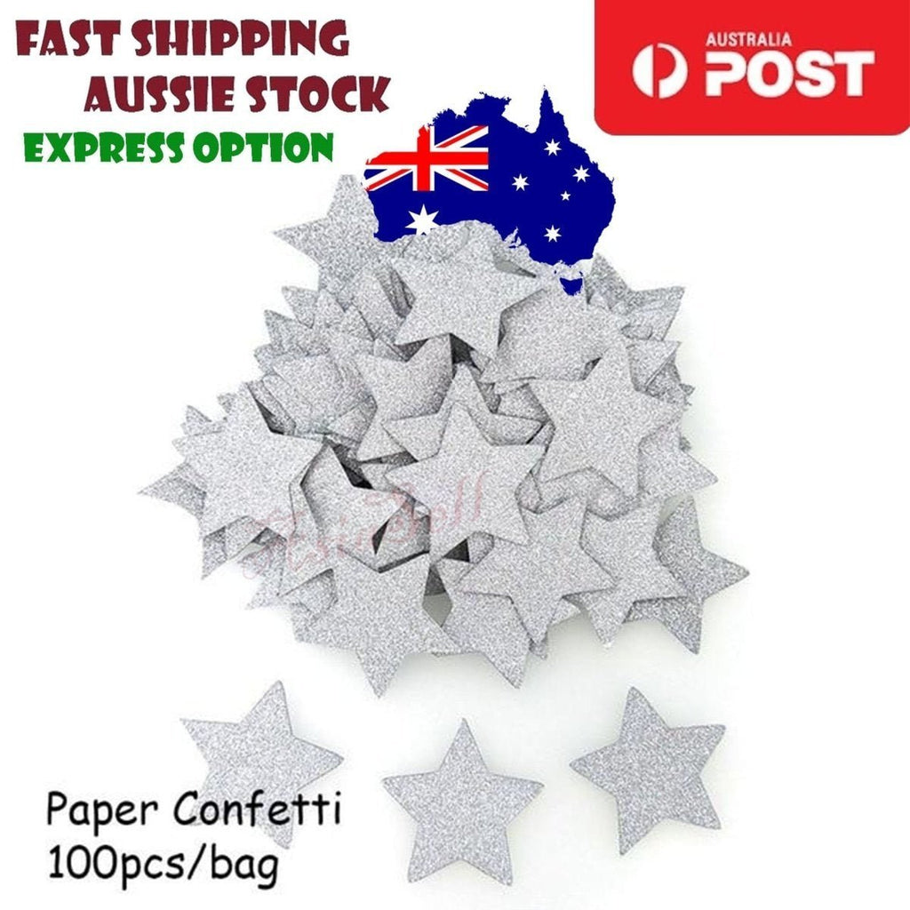 100pcs Cardboard Confetti Star Circle Heart – Star - Silver