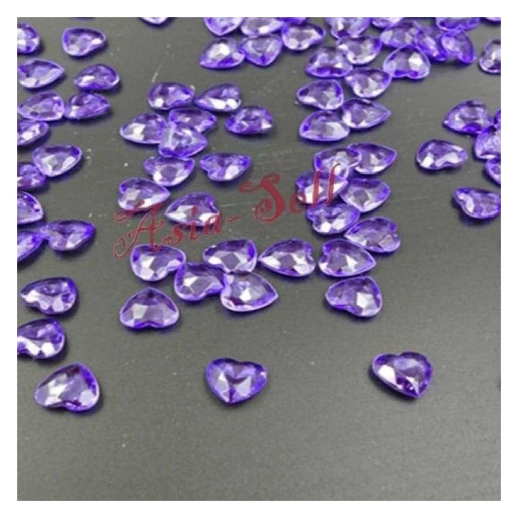 Crystal Heart Table Scatter – 100 pcs, 1 cm Acrylic – Purple
