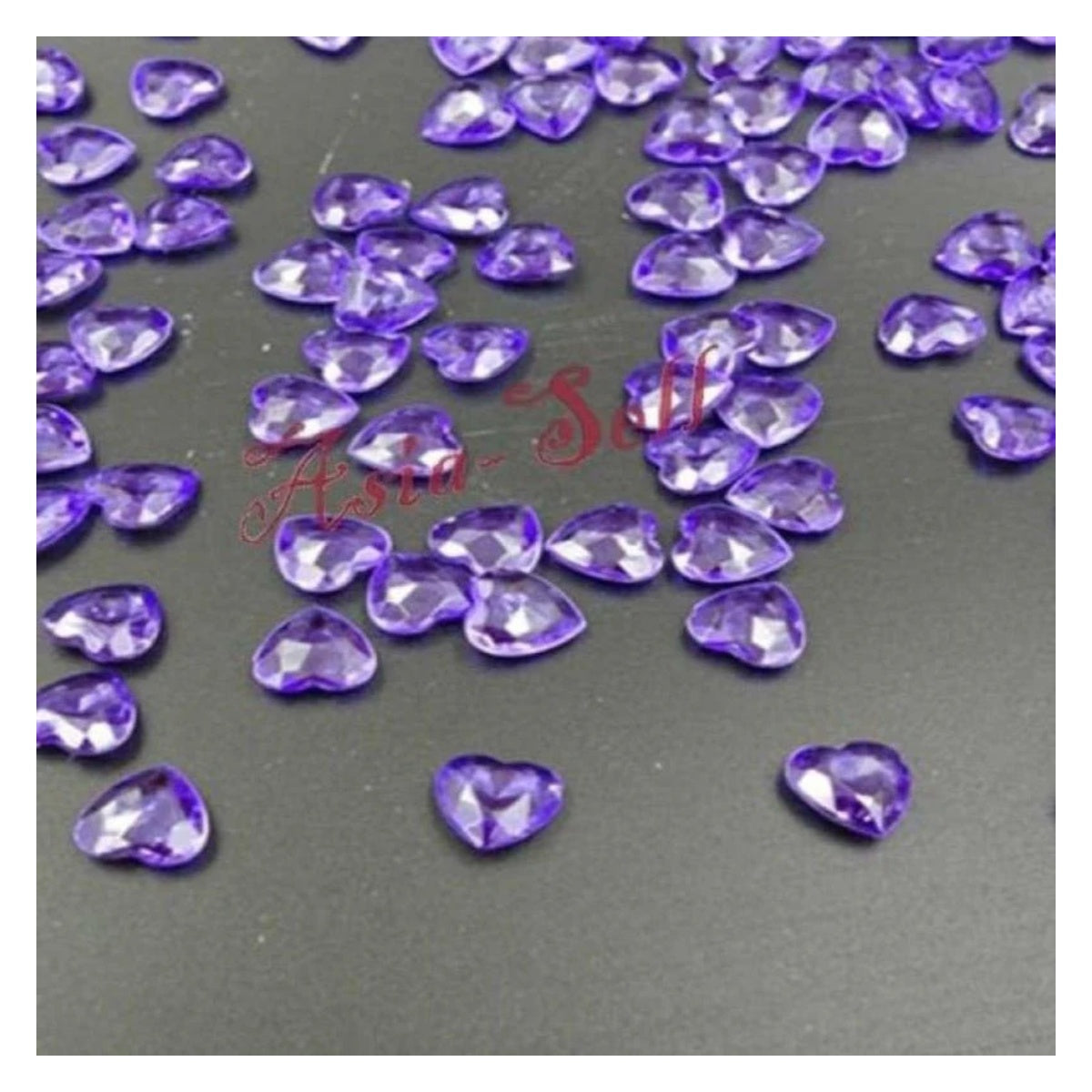 Crystal Heart Table Scatter – 100 pcs, 1 cm Acrylic – Purple